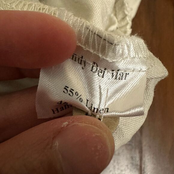 DANDY DEL MAR Linen-Blend Pants Vintage Ivory Brisa Summer Beach - Picture 10 of 15